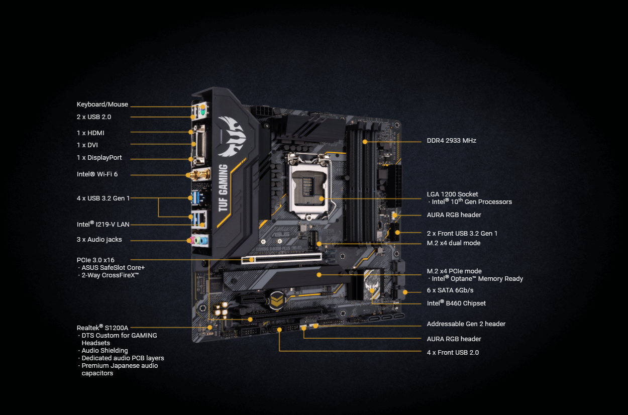 ASUS TUF GAMING B460MPLUS WIFI Intel B460 Chipset Socket 1200 Micro
