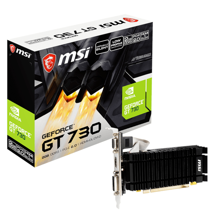 MSI NVIDIA GeForce GT 730 Silent / Low Profile 2GB GDDR3 Graphics Card N730K2GD3H/LPV1 Novatech