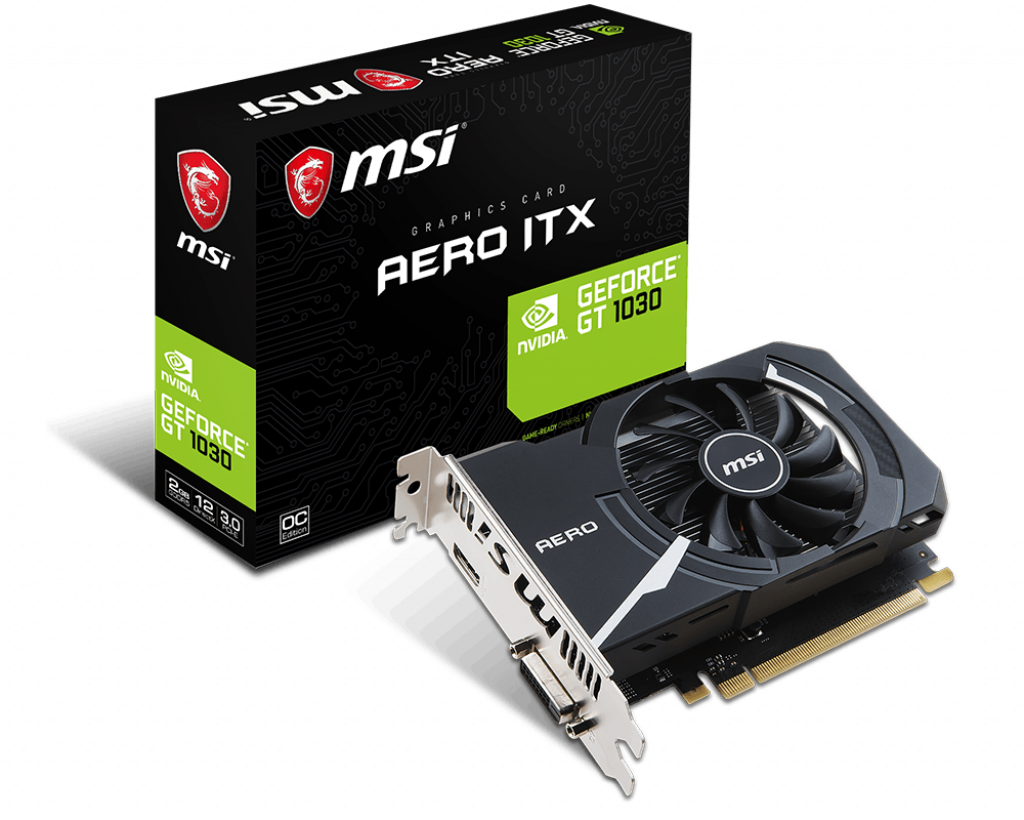 MSI NVIDIA GeForce GT 1030 AERO ITX OC 2GB GDDR5 Graphics Card | Novatech