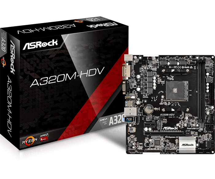 Asrock A320MHDV AMD AM4 MicroATX Motherboard Novatech