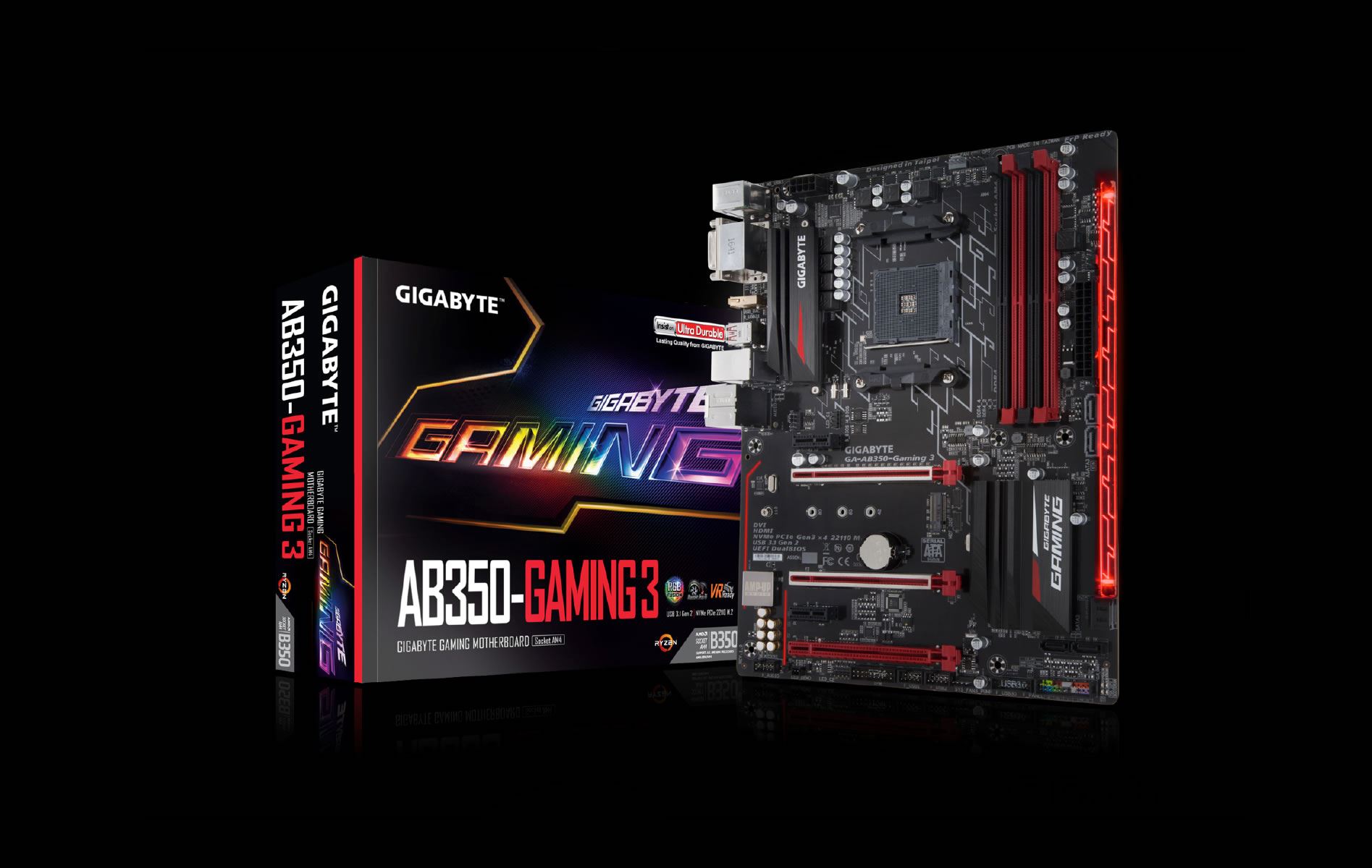 Gigabyte AB350Gaming3 Aorus AM4 B350 Chipset ATX Motherboard Novatech