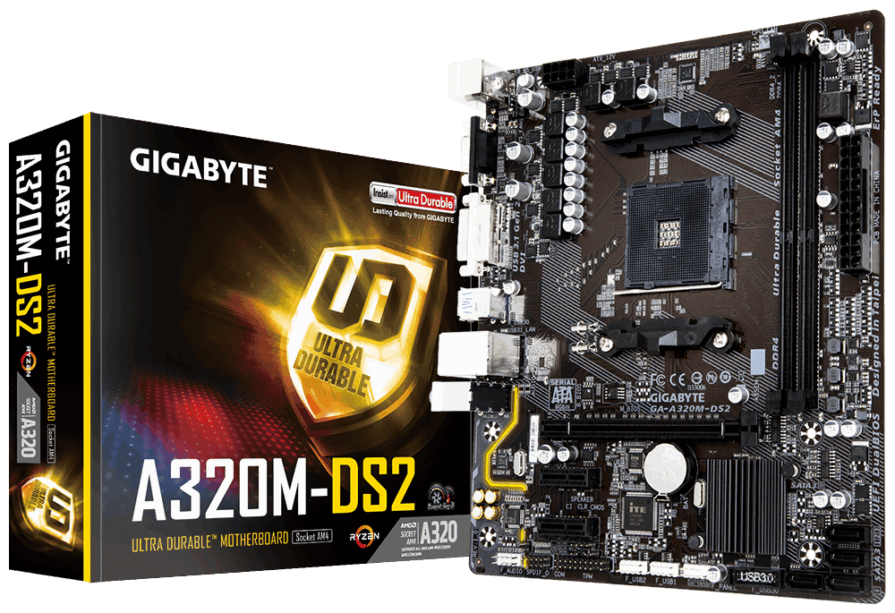 Gigabyte GA-A320M-DS2 AM4 A320 Chipset Micro-ATX Motherboard | Novatech