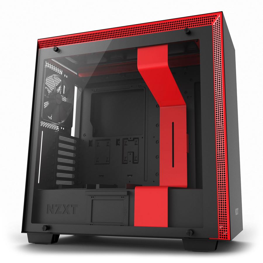 NZXT H700 Matte Black and Red Mid Tower PC Case Novatech