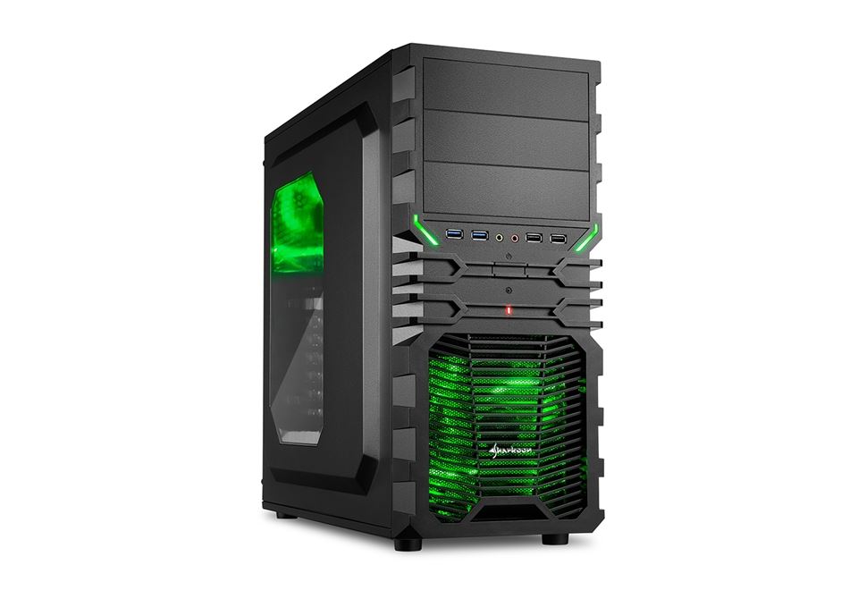 sharkoon vg4 w mid tower black and green windowed sharkoon vg4 w mid tower black and green windowed